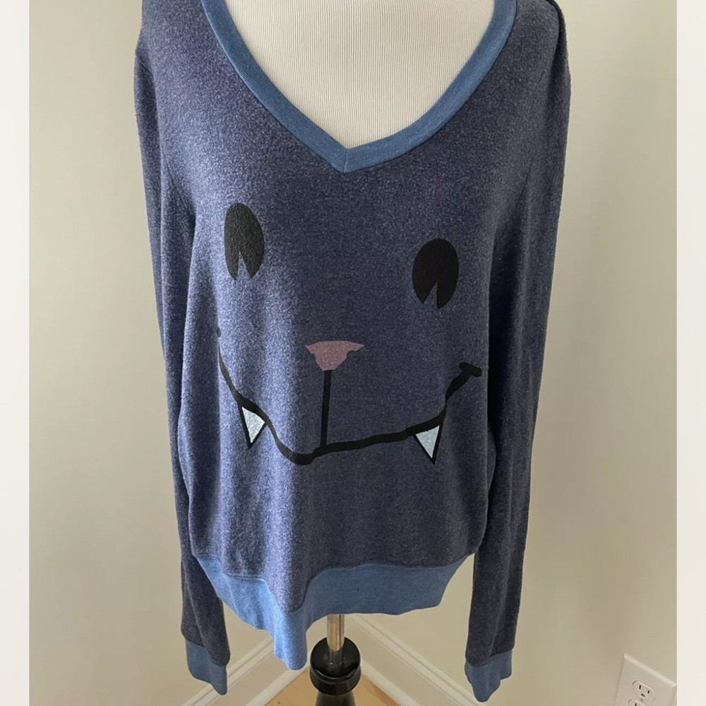 ISO WILDFOX VAMPIRE BAT CAT BLUE BAGGY BEACH JUMPER PULLOVER SWEATER LONG SLEEVE